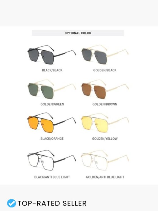 Retro Oversized Square Sunglasses Classic Metal Frame Pilot Shades Vintage main image 5